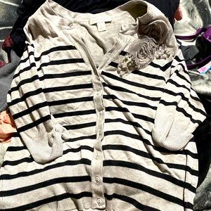 Striped floral sweater